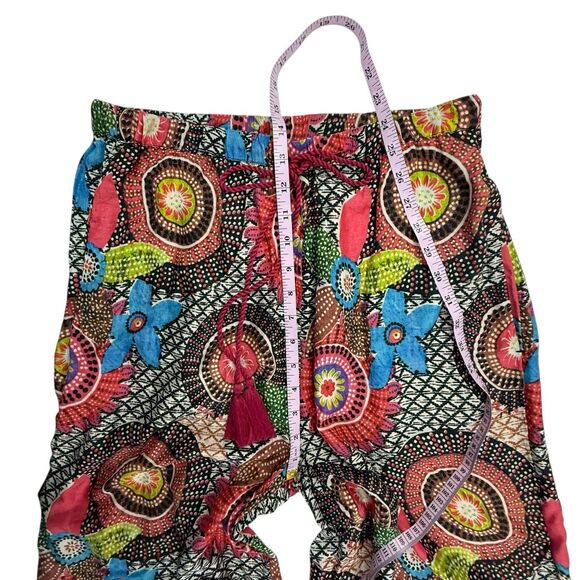 Sundance Palazzo Pants Women Size Medium Wide Leg Floral Print Elastic Waist - Picture 10 of 13